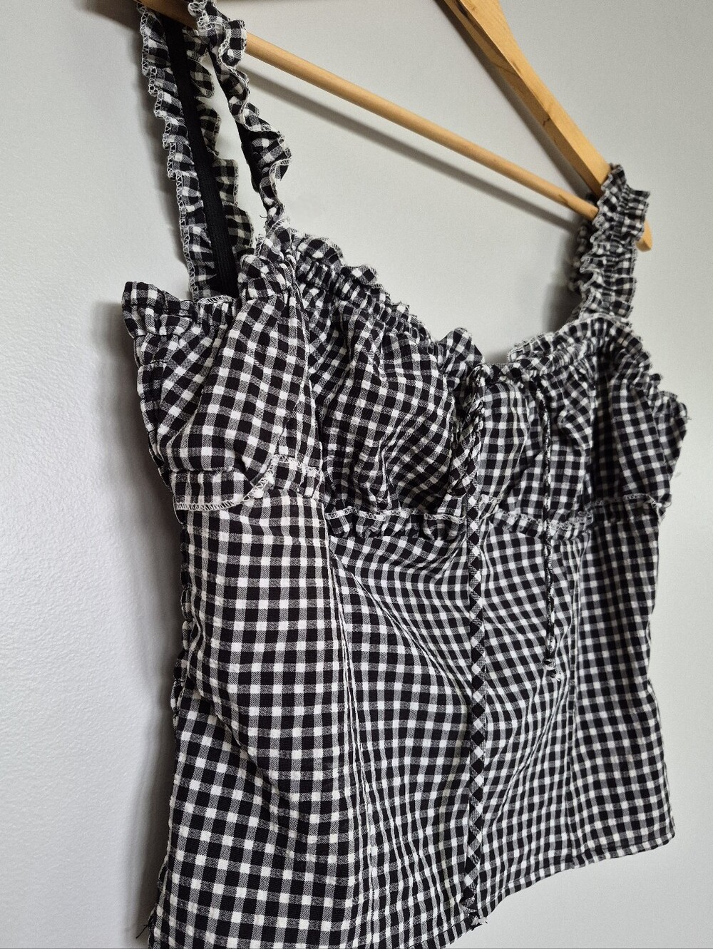 Sienna Sky Black & White Gingham Ruffle Cami